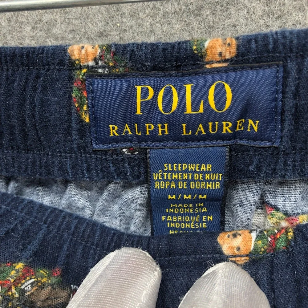 Polo Ralph Lauren Polo Bear Flannel Pajama Pants Mens M Navy Holiday Cotton